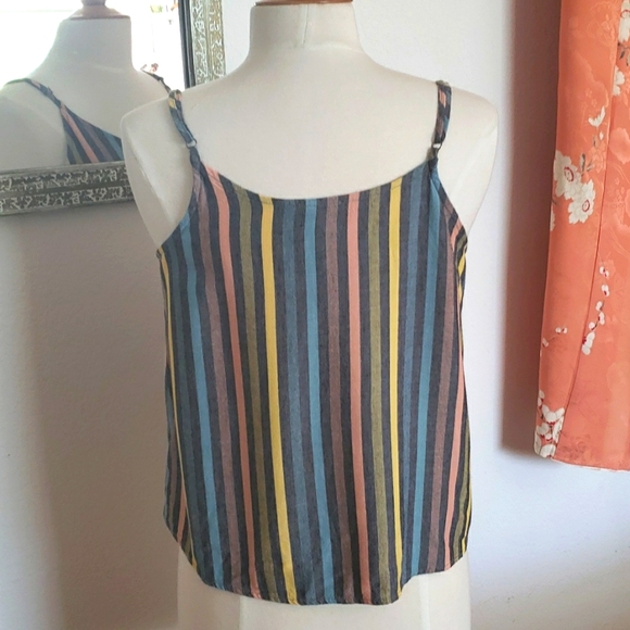 Mine 100% Rayon Striped Button A-Line Tank Top Size Medium - Picture 8 of 9